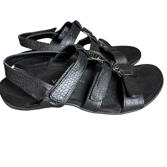 Vionic Black Amber Sandals Size 7 Strappy Leather Arch Support - Picture 2 of 6